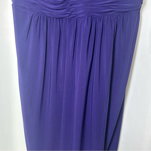 NWT Evan-Picone Grape Mist Dress Women’s 14 Short Sleeve Ruched Waist V Neck Zip - Picture 6 of 11